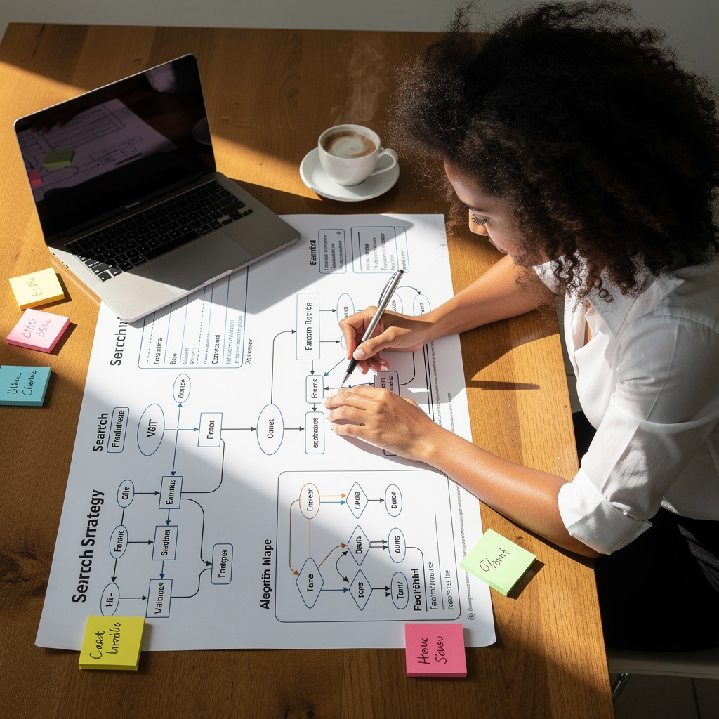 Przedsiębiorca podczas sesji planowania strategii online